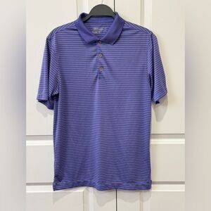 Nike Golf Tour Performance Mens Small Purple Striped Short Sleeve Polo Shirt